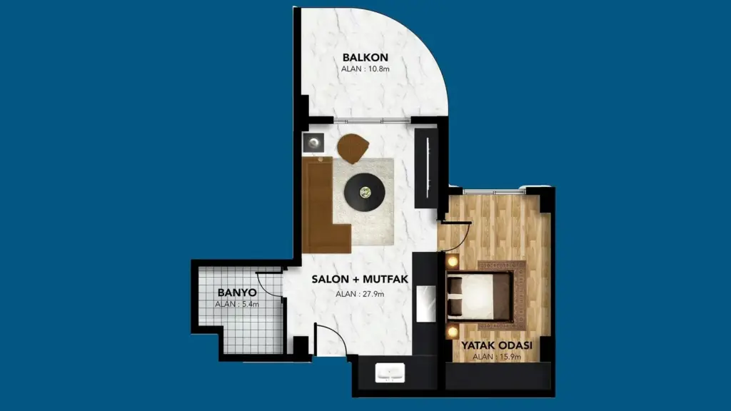 Apartment — Möblierte 1+1 Wohnung mit Panoramablick auf die Berge – Edelweiss