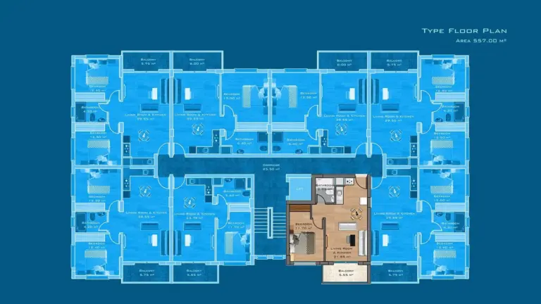 Apartment — Studio in Royal Sun Elite Residence, Iskele – 42m²