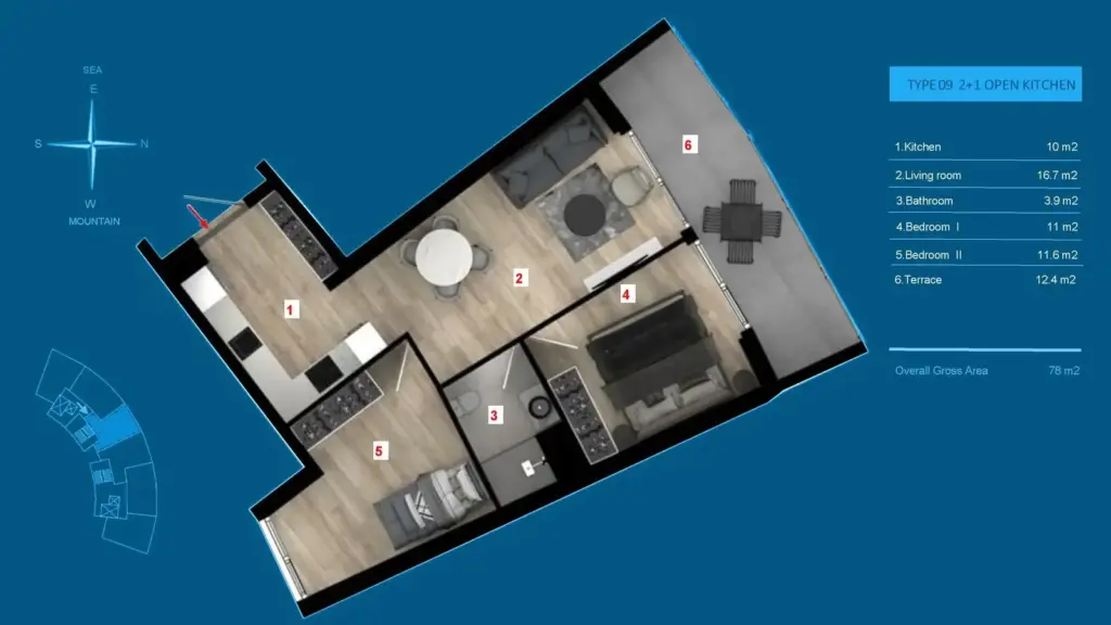 Apartment — ויסטה מארה: מגורים ברמת 5 כוכבים בצפון קפריסין, איסקל