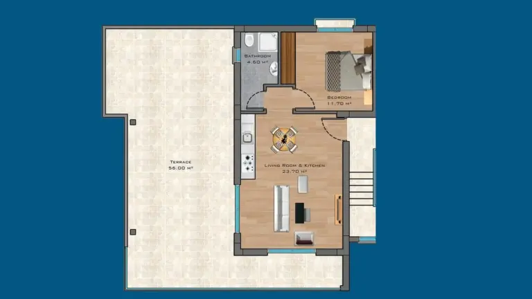 Penthouse — استودیو در رویال سان الیت رزیدنس، اسکله – ۴۲ متر مربع