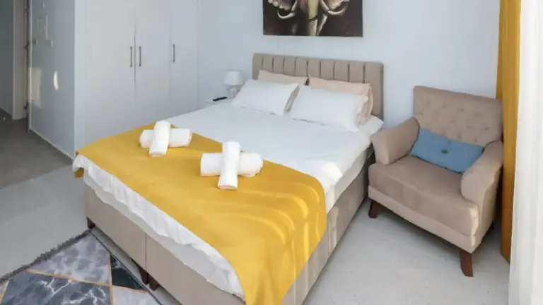 Studio — W pełni umeblowane studio z widokiem na morze w Abelia Residence – Cypr Północny