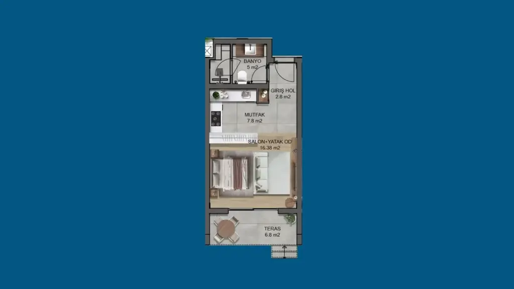 Studio — JACARANDA LIFE TUZLA – Moderne Appartementen en Villa's in Tuzla, District Famagusta